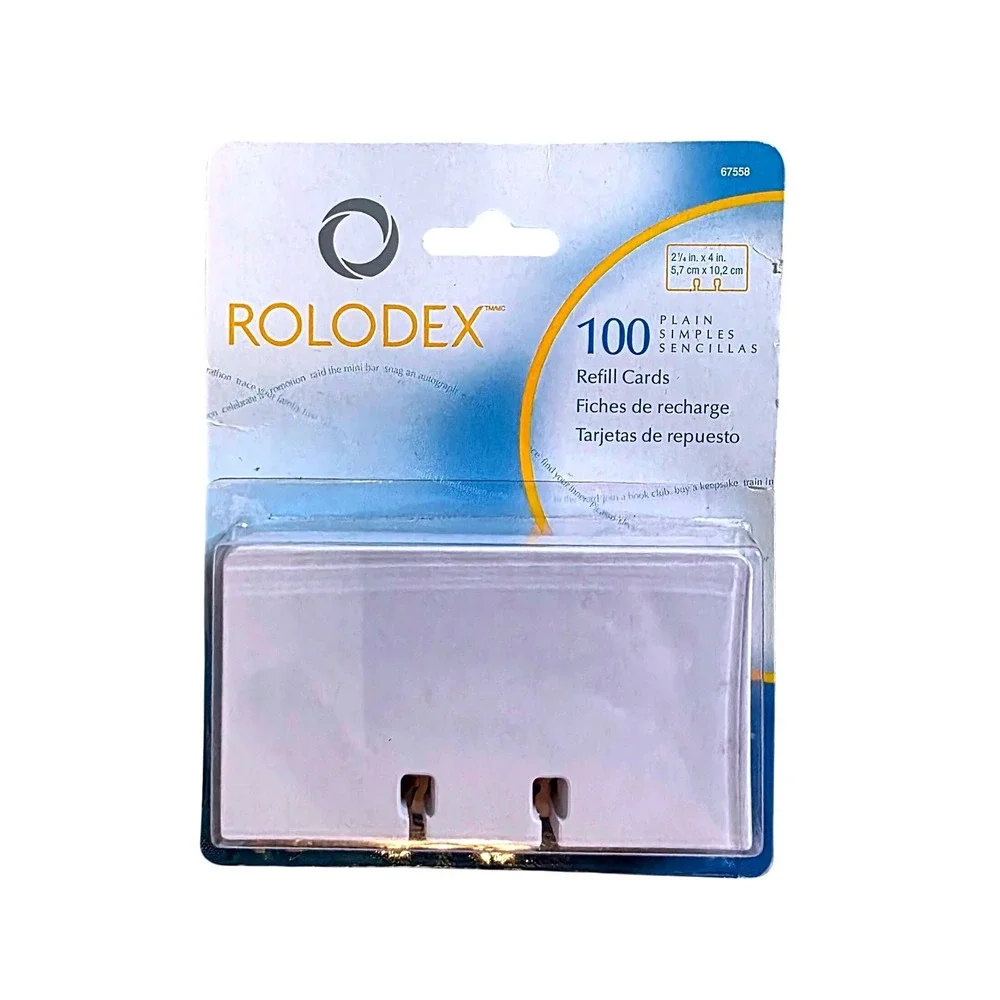 Rolodex 67558 Plain White Refill Cards 100 Count 2.25 x 4 Inch New Sealed vtg